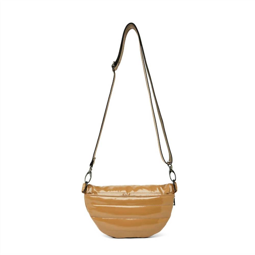 NEW THINK ROYLN shining star fanny pack/crossbody bag in camel patent - Picture 2 of 8